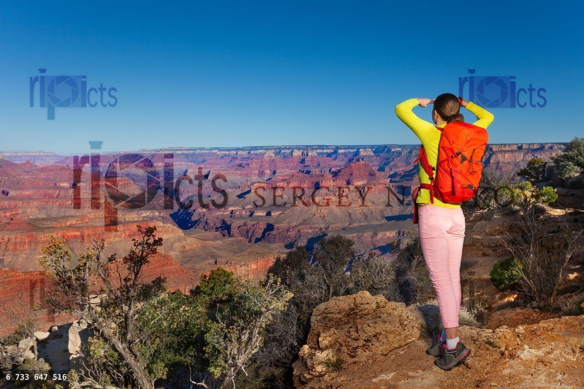 Yong hiker look at Grand canyon