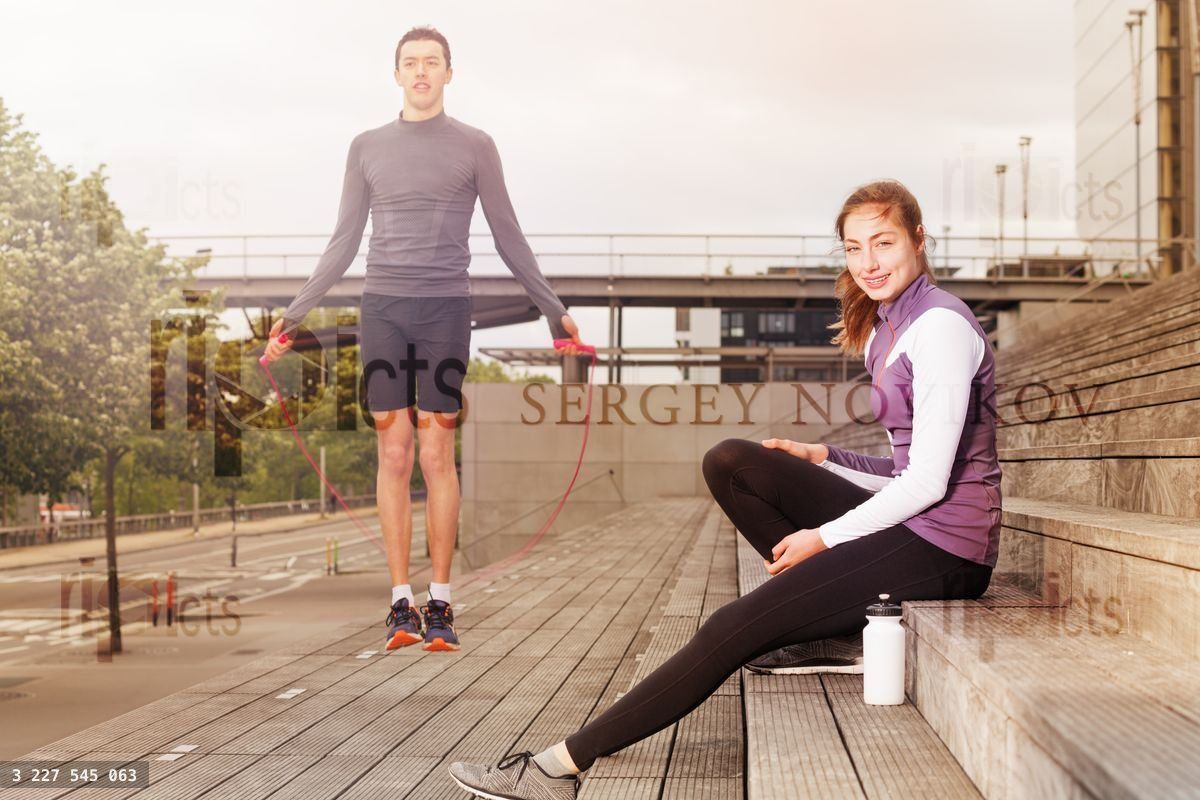 Young athletes during workout session outdoors