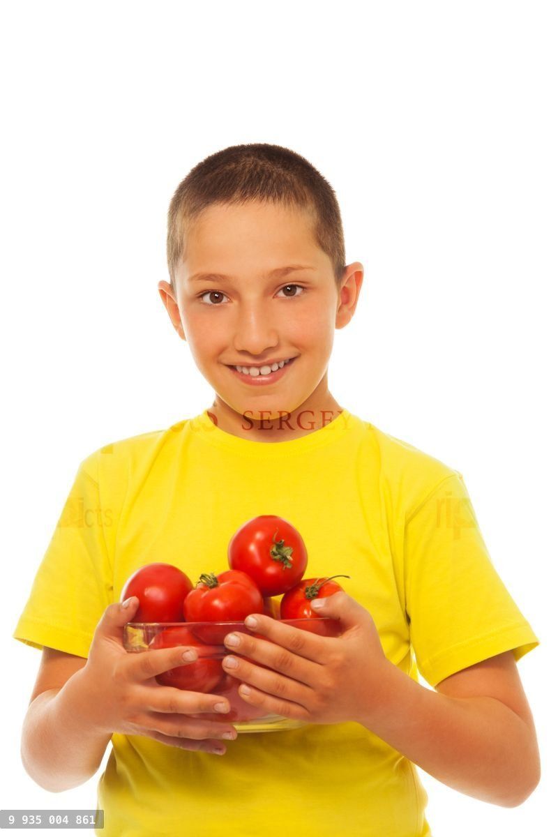 Boy and tomatoes