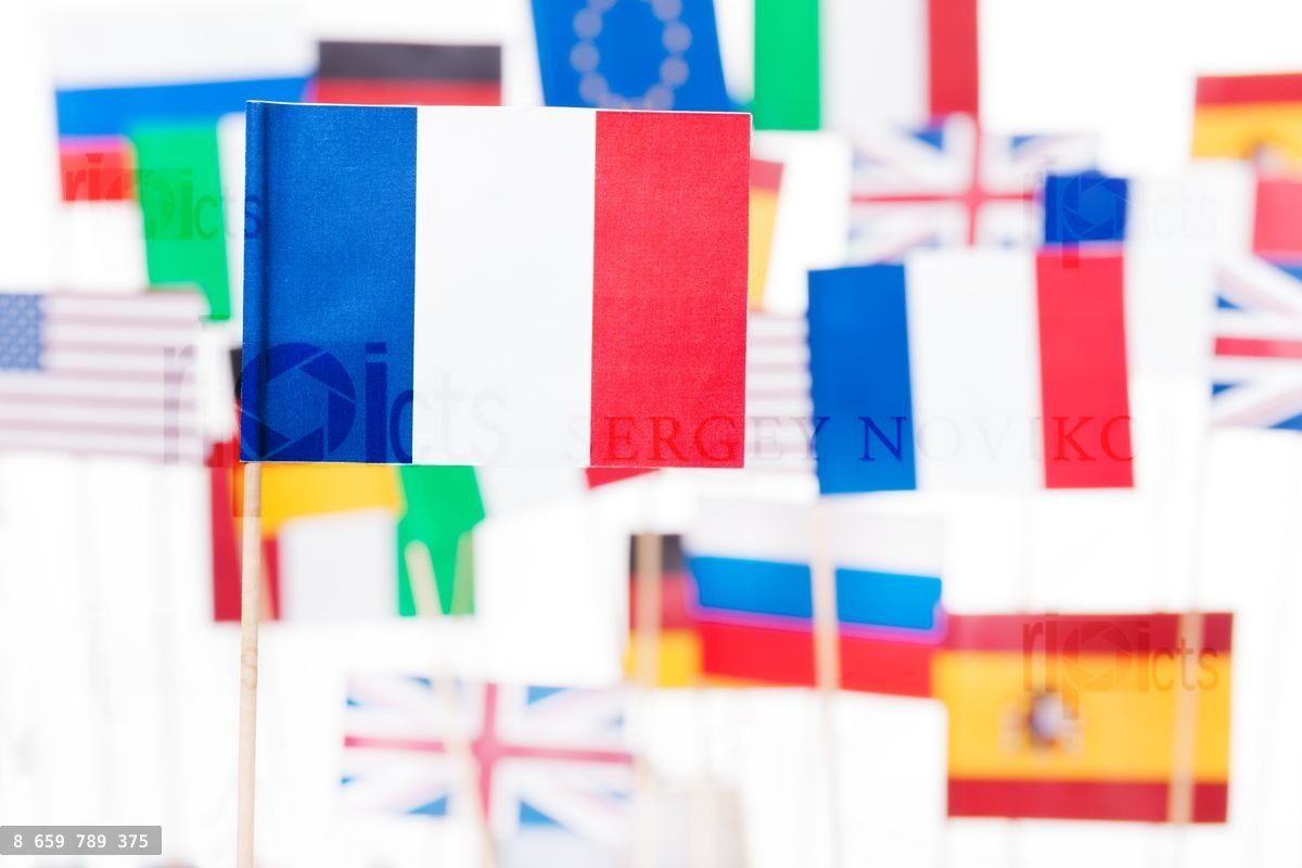 French flag against flags of EU member states