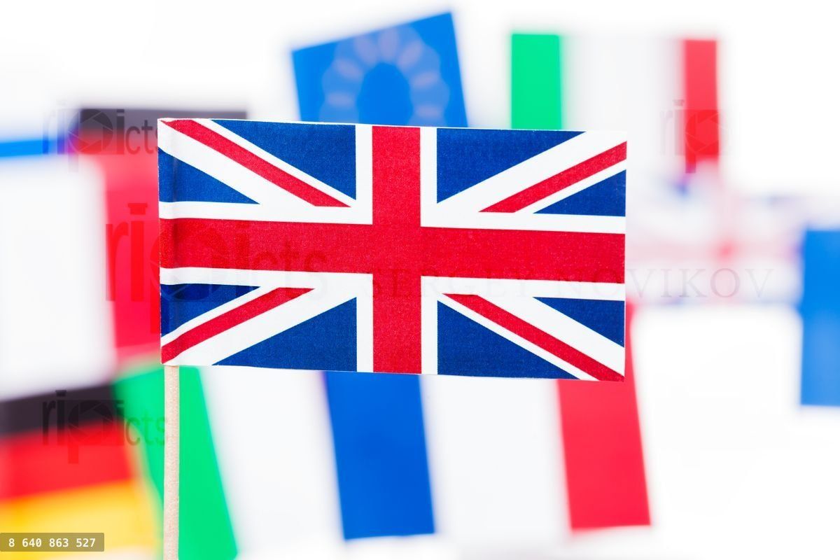 British flag against EU member states flags