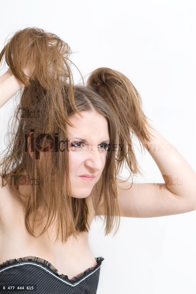 Woman dissatisfied with her hair