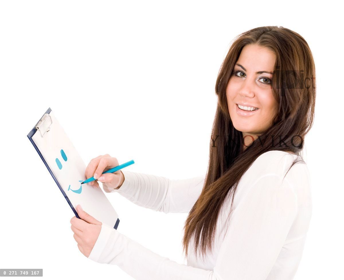 woman drawing smile