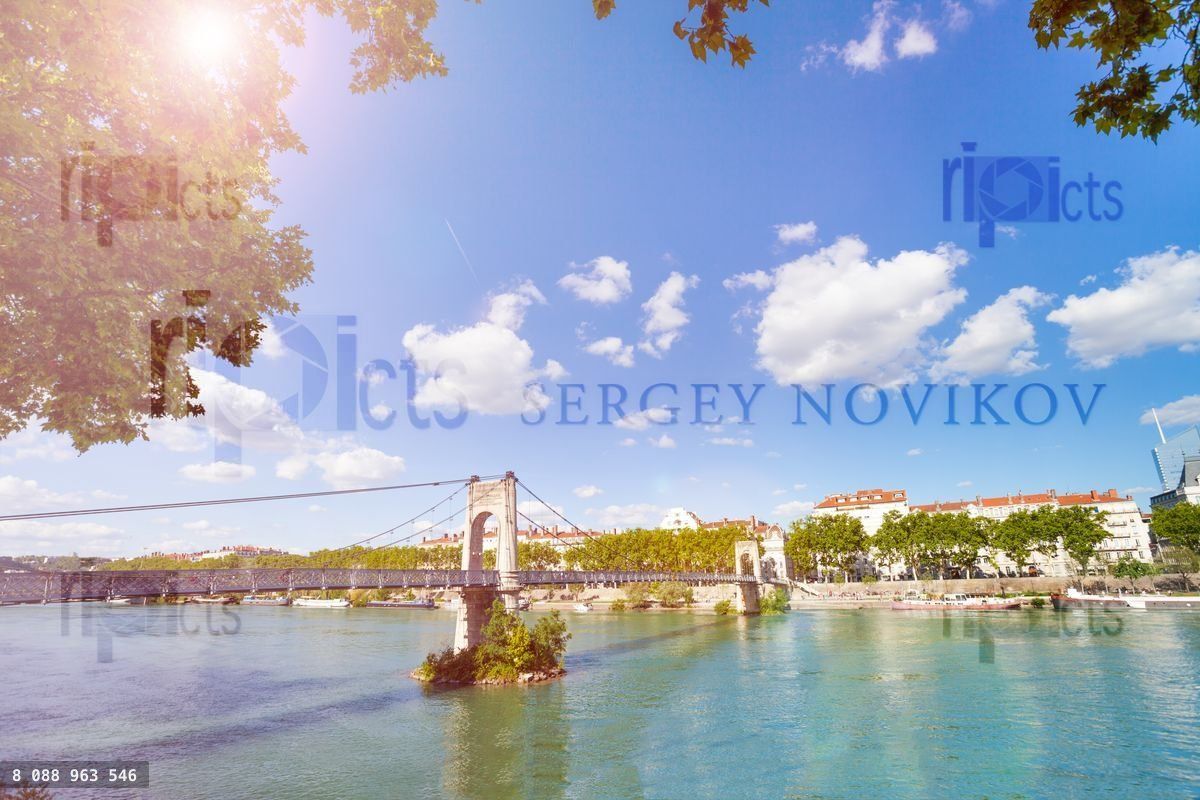 Gateway College bridge over Rhone river in Lyon