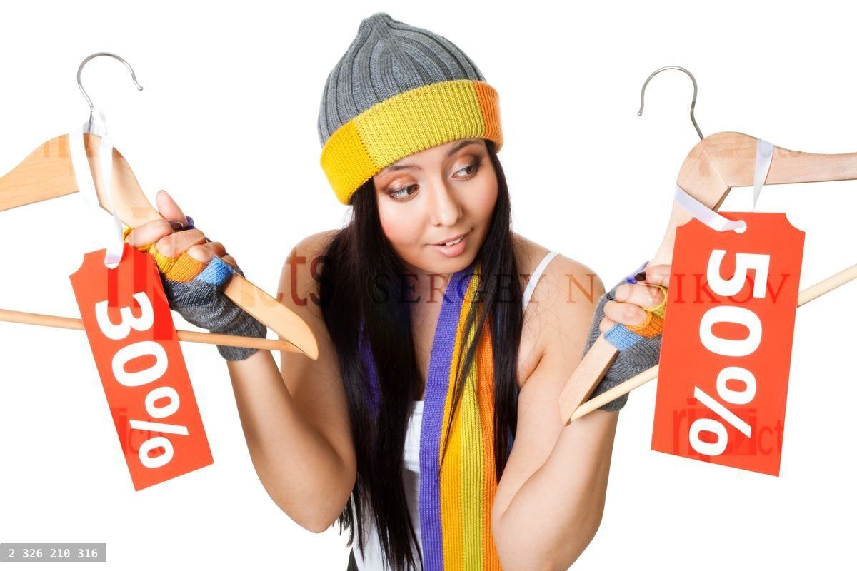 Woman thinking about sale