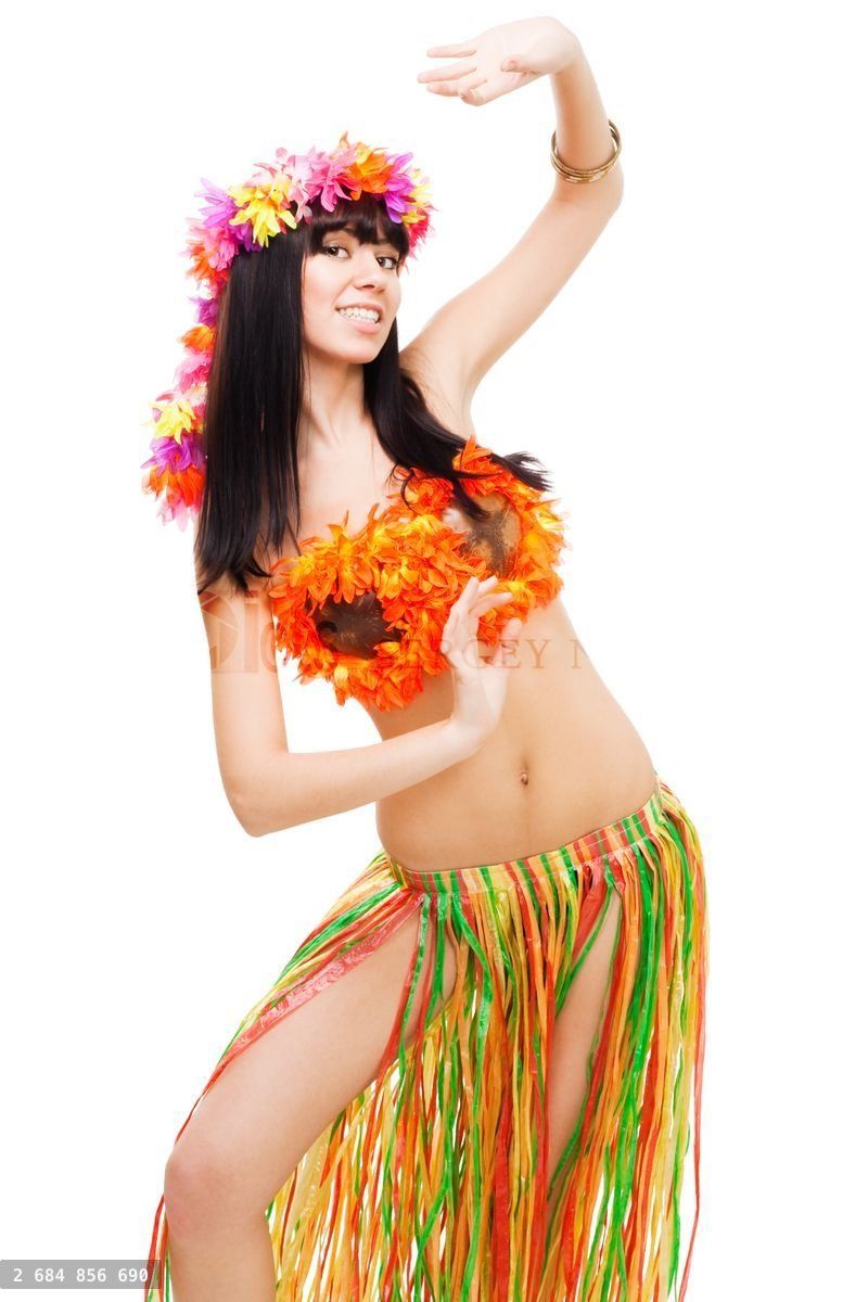 Woman in flowers costume dance