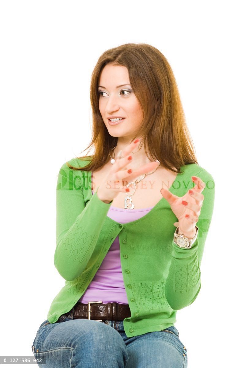 Young woman gesticulating
