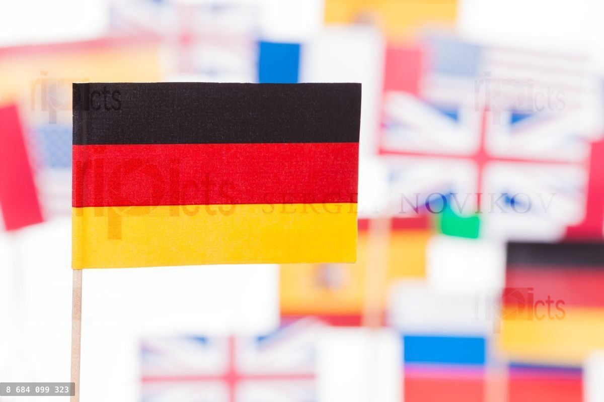 German flag against European Union members flags