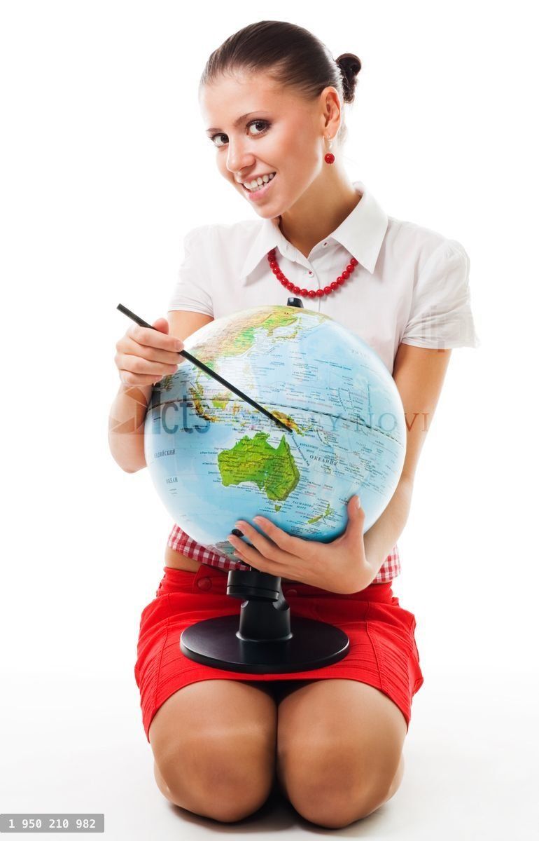 woman with globe