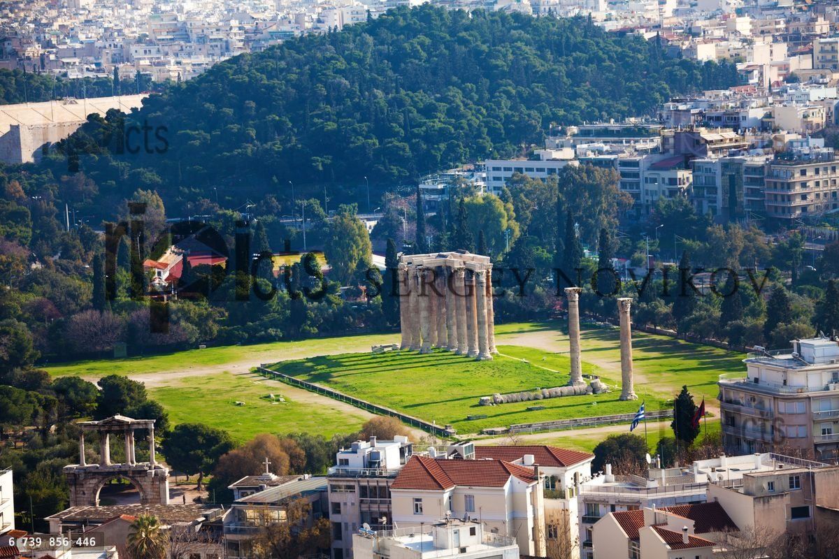 Zeus temple in from top, Athens, Greece