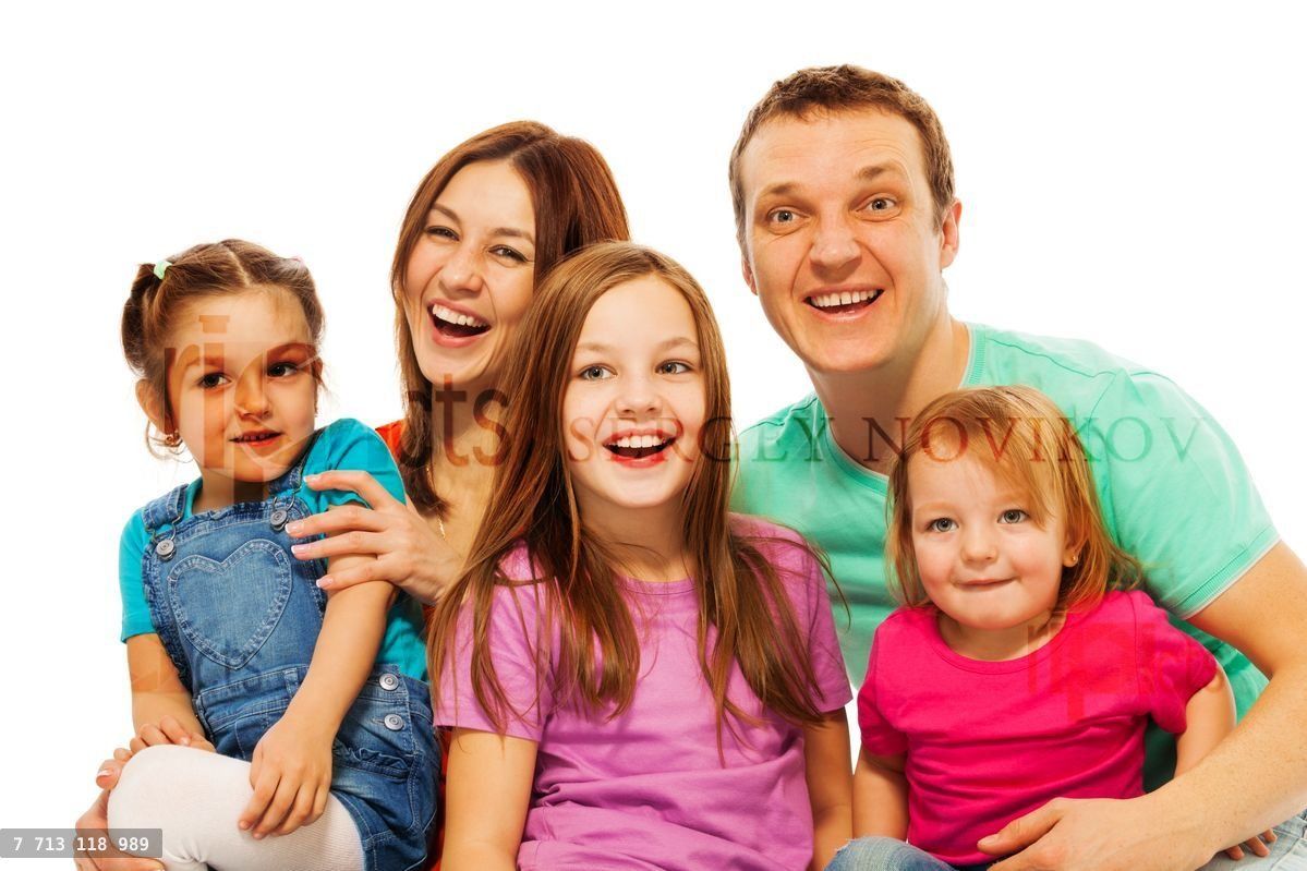 The portrait of happy big smiling family