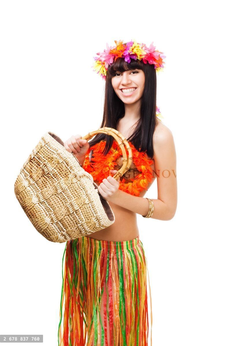 Woman in carnival costume with basket