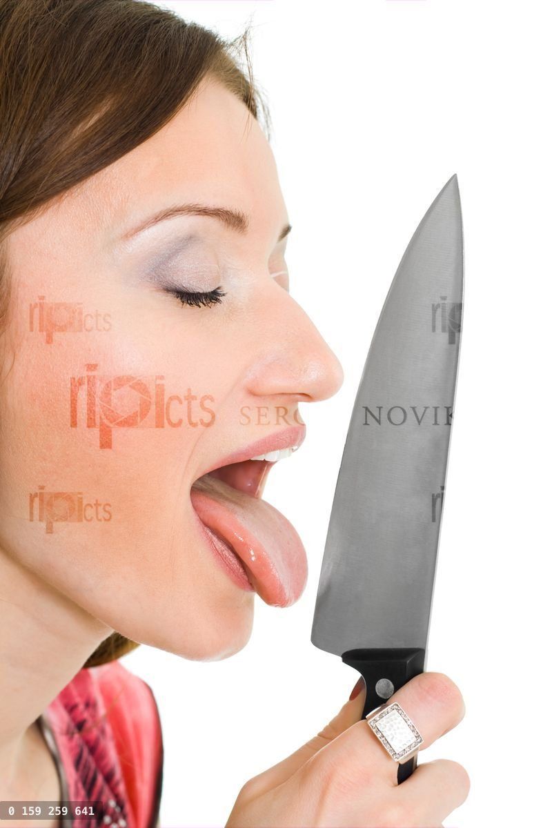 Woman leaking knife