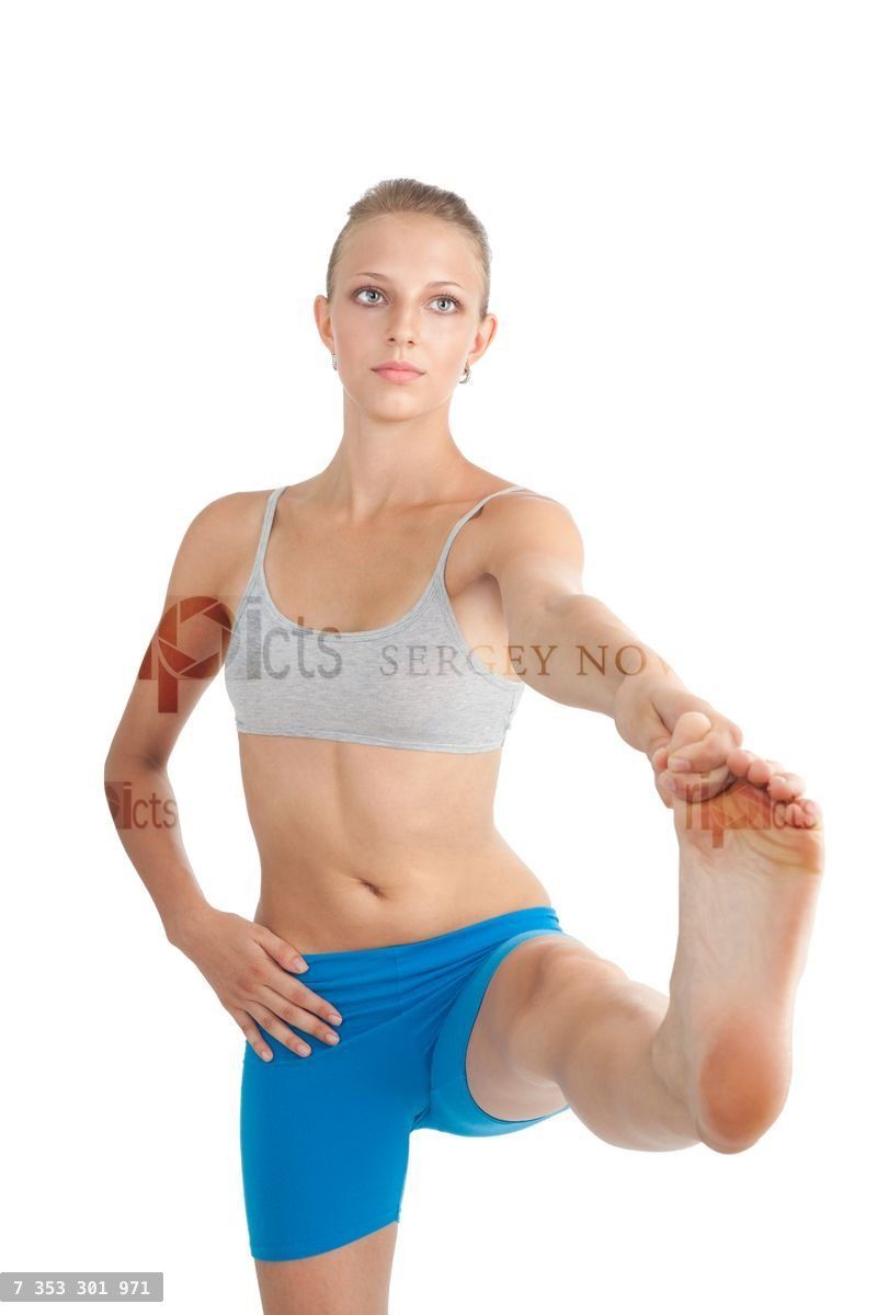 Woman stretching her leg