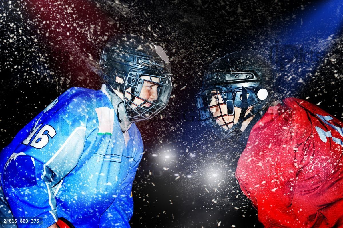 Young hockey players face to face at ice arena