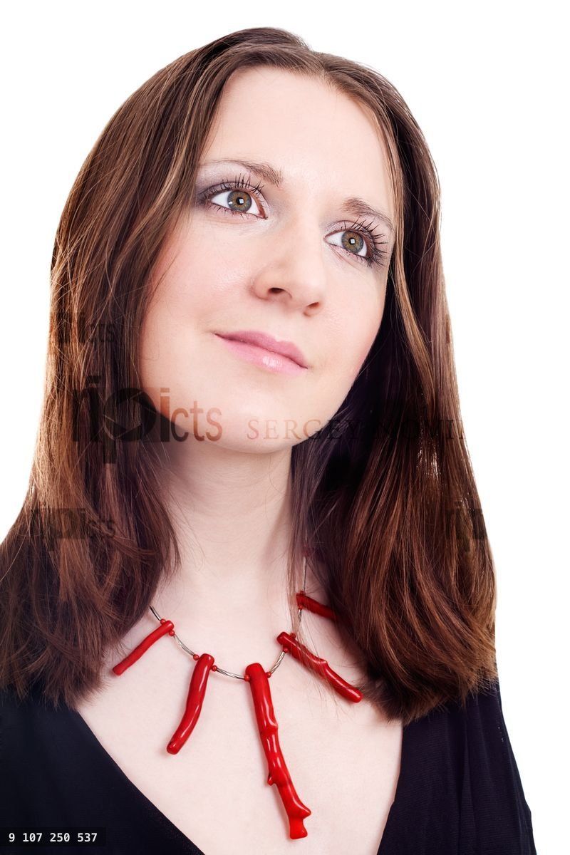 Woman with coral necklace