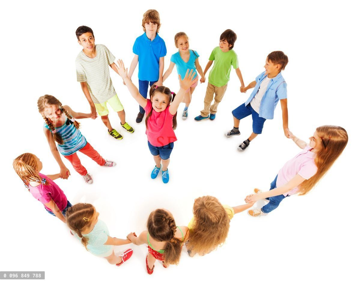 Kids reeling around happy girl