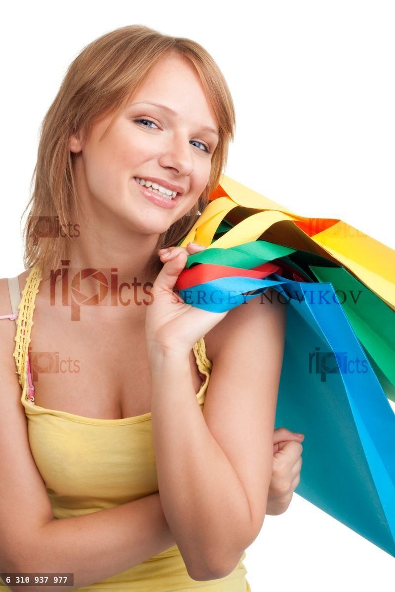Woman with colorful shopping bags