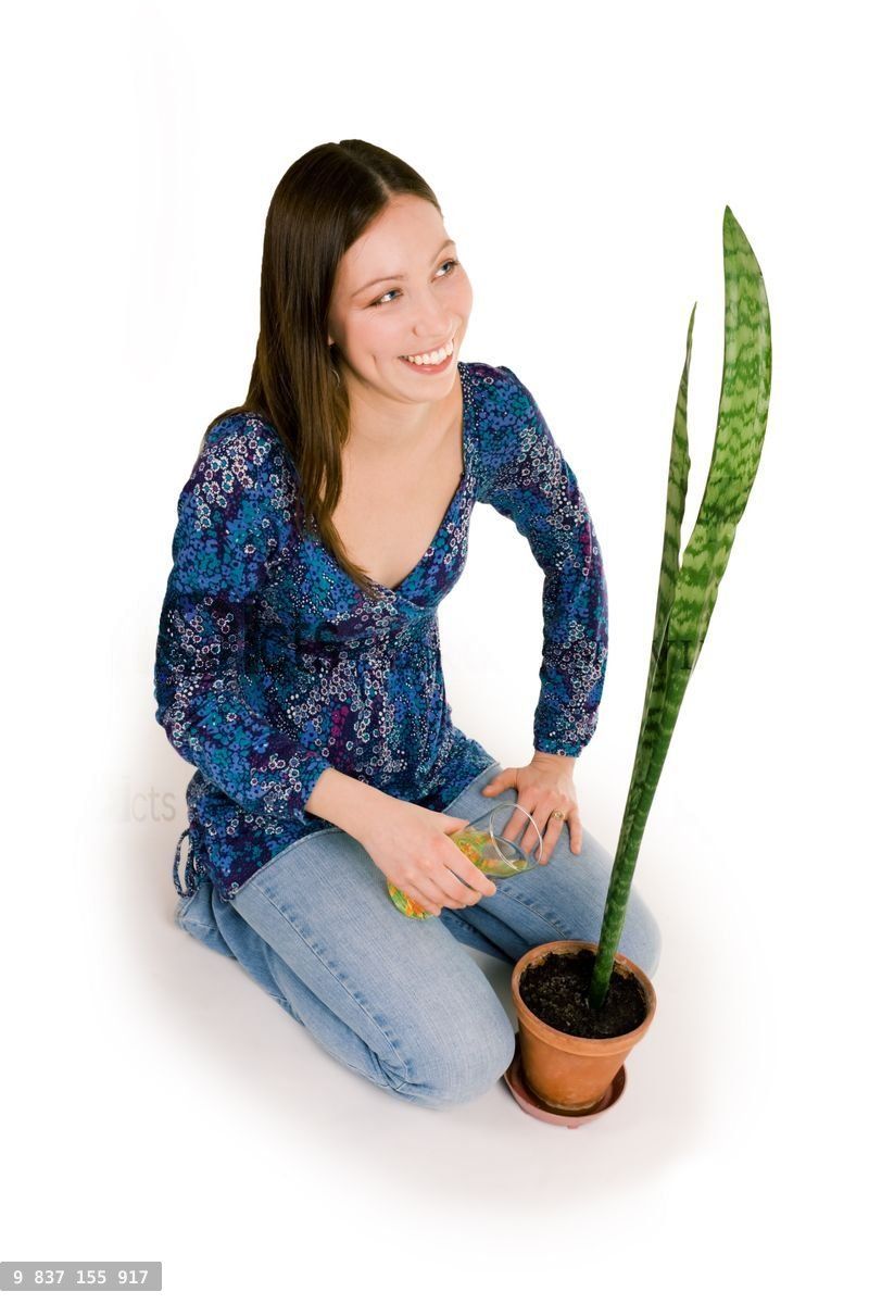 Woman pouring flower pot