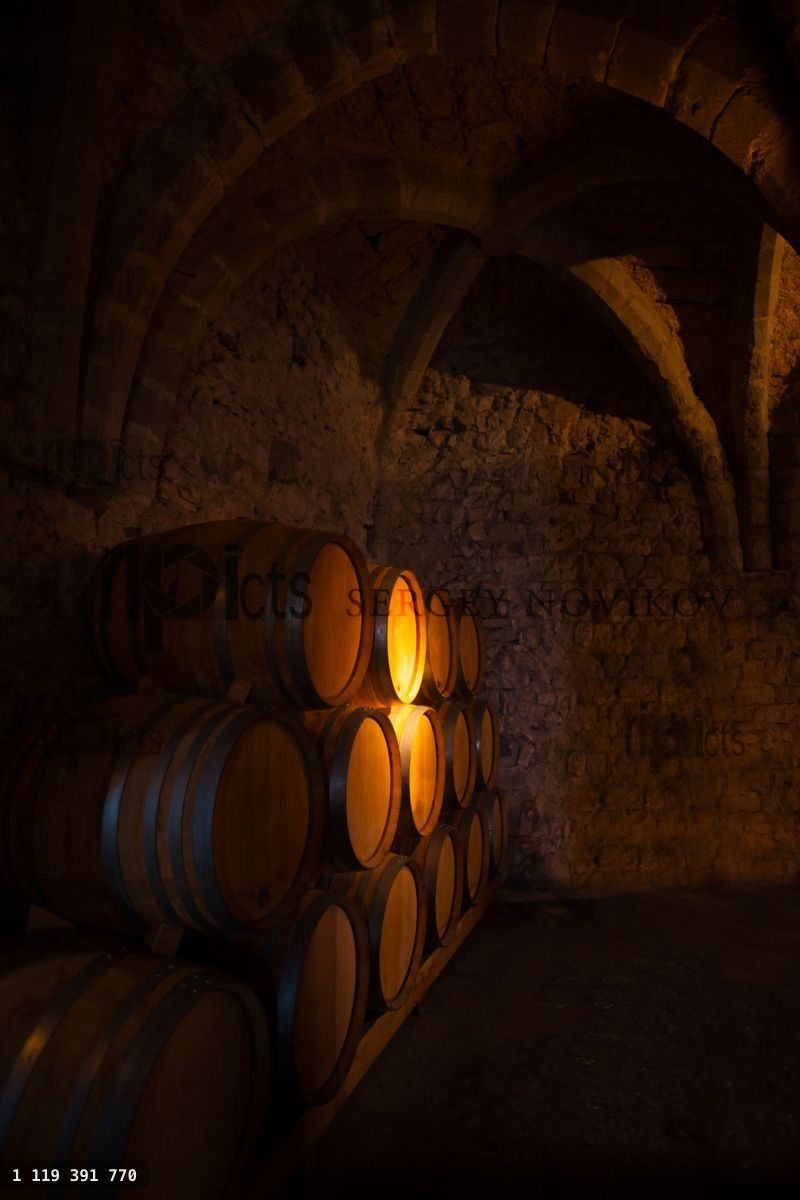 Wooden barrels of wine