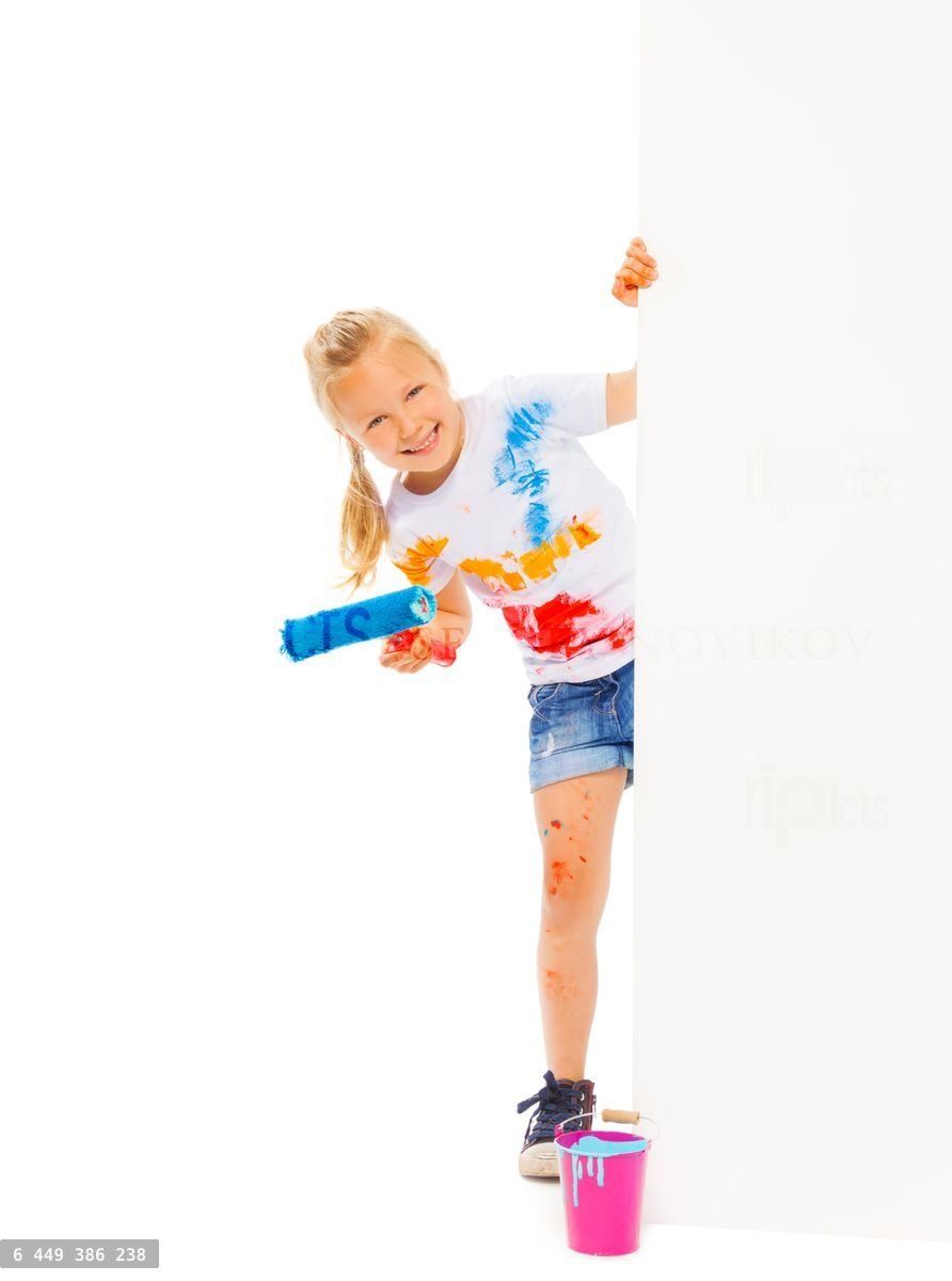 Funny girl holds brush