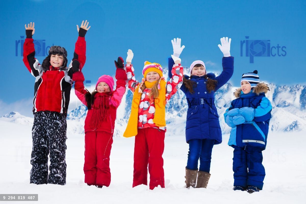 Friends happy on snow day