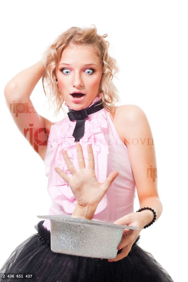 woman illusionist perform scary trick