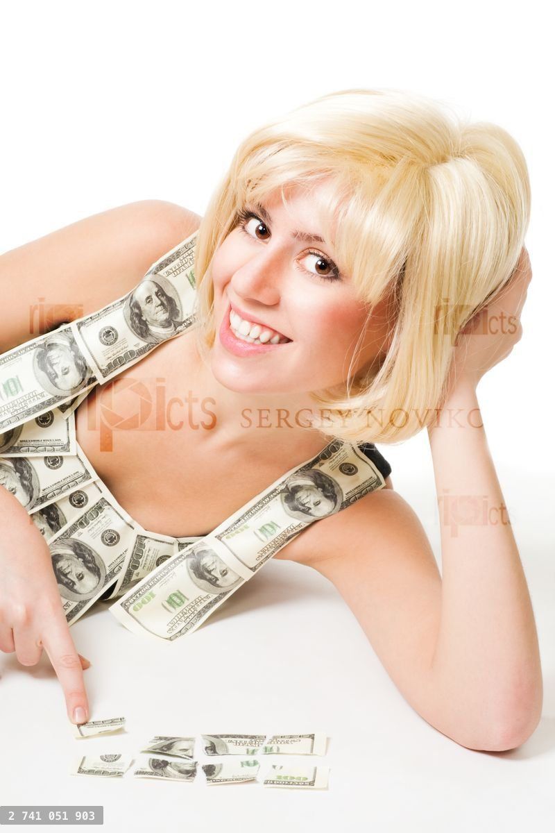 Woman fit puzzle of dollar