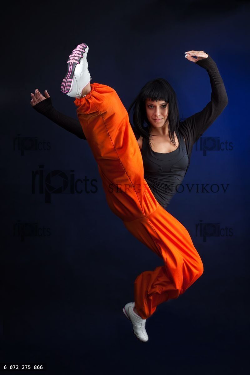 Woman jump front view