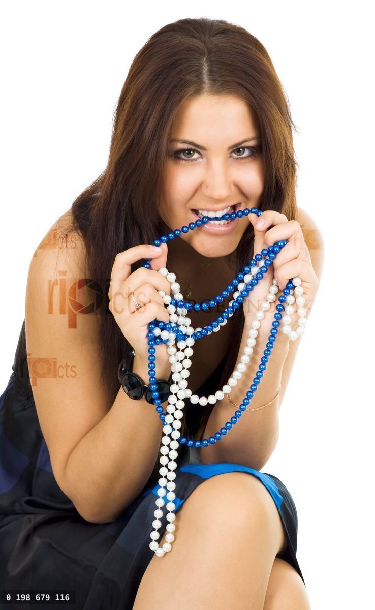 Woman gnawing beads
