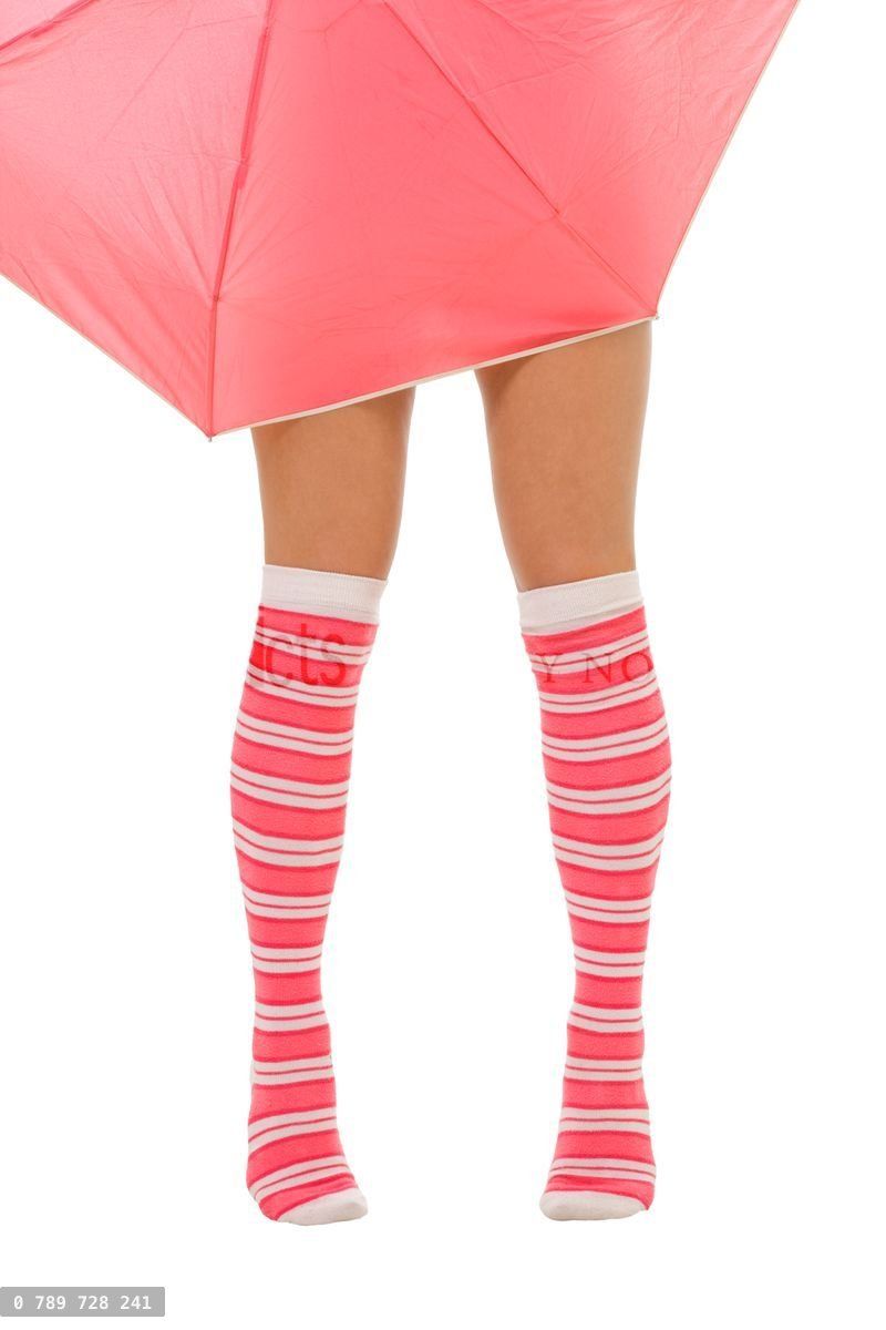 woman legs in color red socks with umbrella isolated