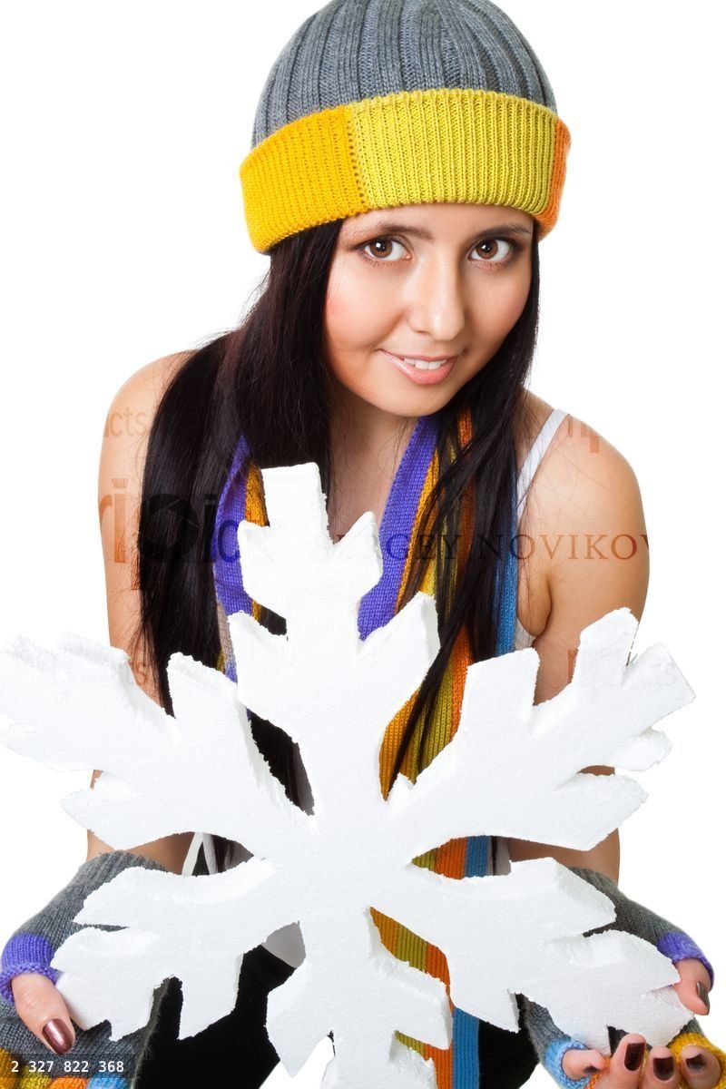 Woman hold huge snowflake