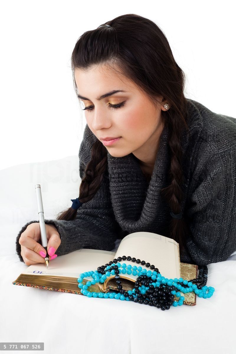 young woman write memories