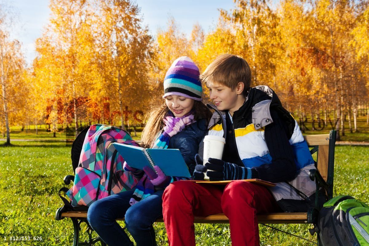 Discutiendo la escuela en el parque