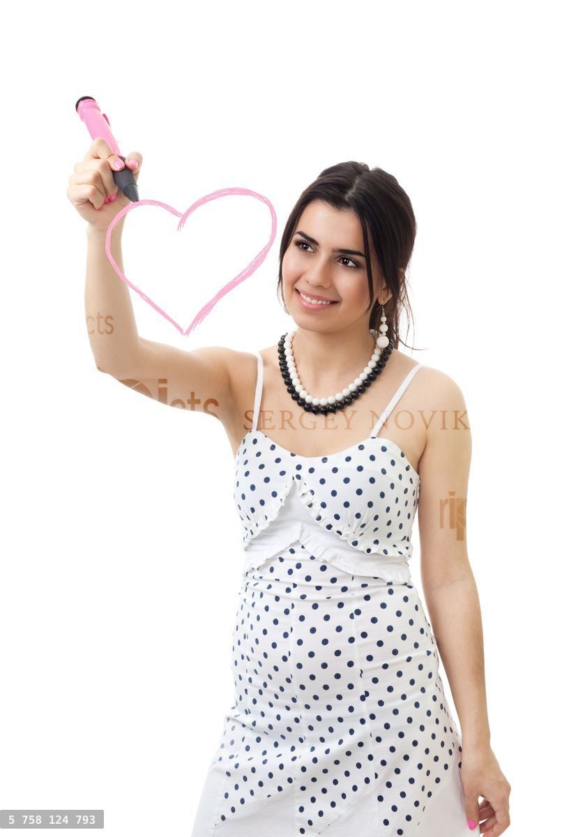 Woman draw pink heart