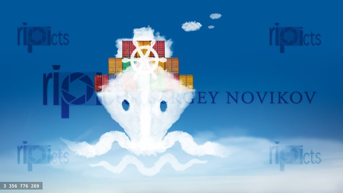 Cloud ship with helm, containers software concept