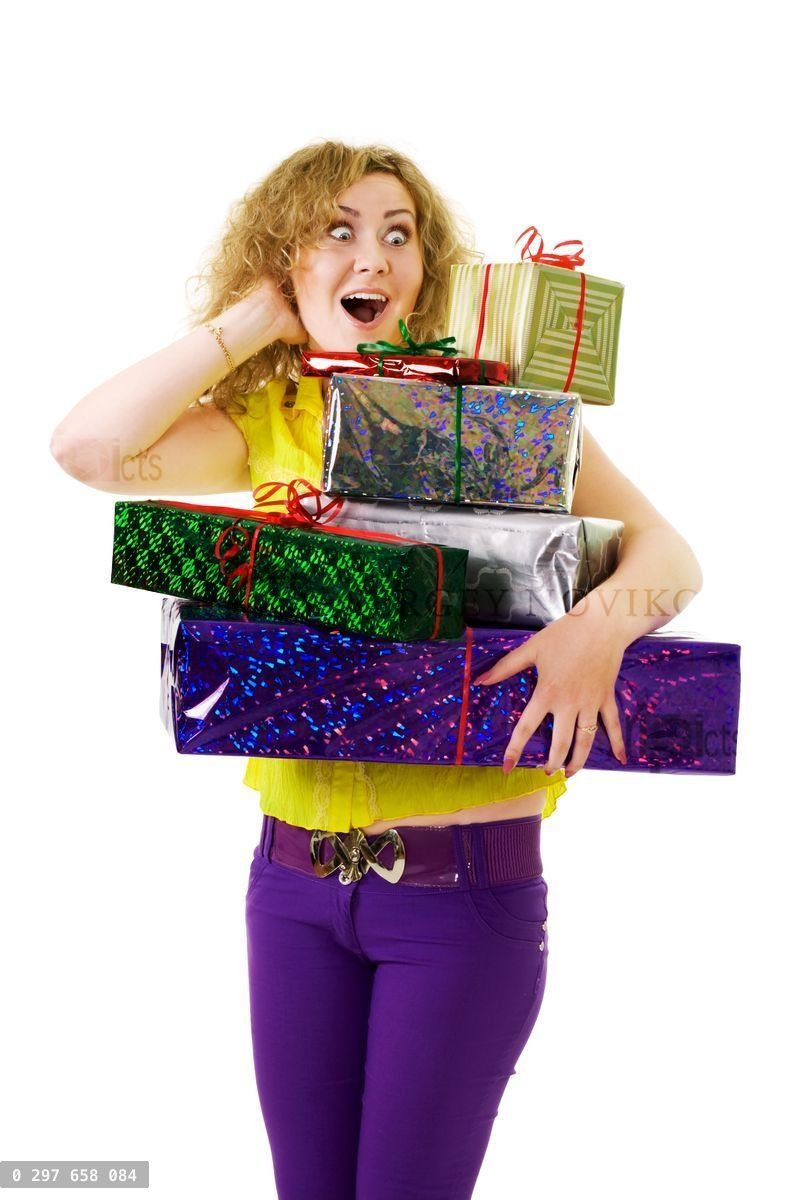 Woman with lots of presents