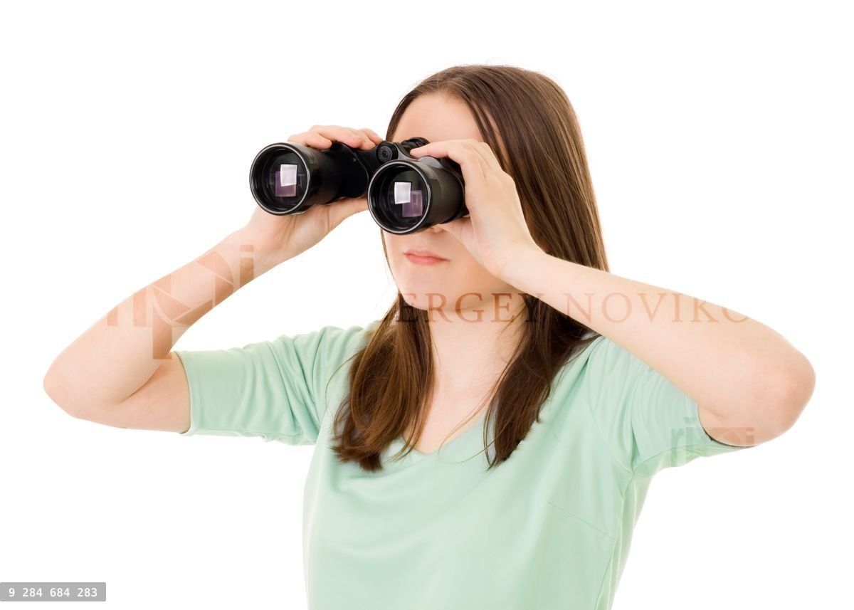 Woman searching for information