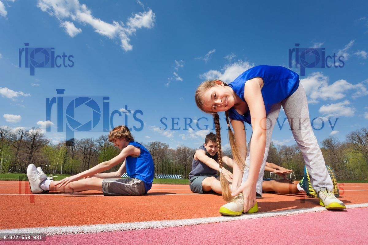 Gymnastic activity outside on the stadium