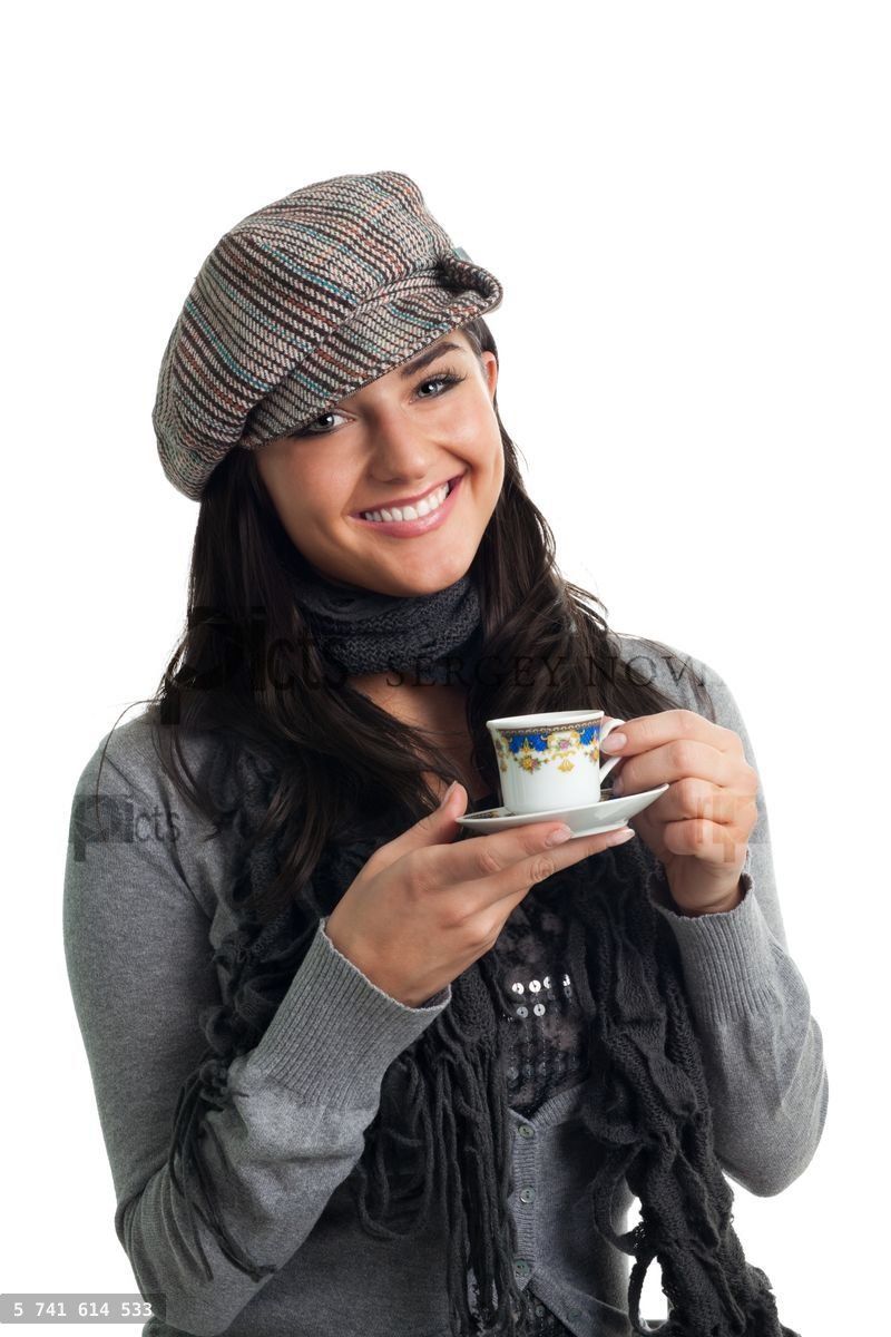 Young woman smile with cup of coffee