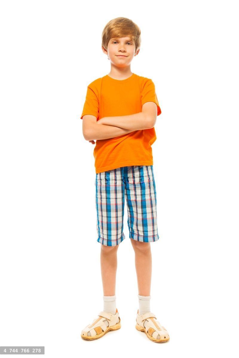 Full length portrait of boy on white