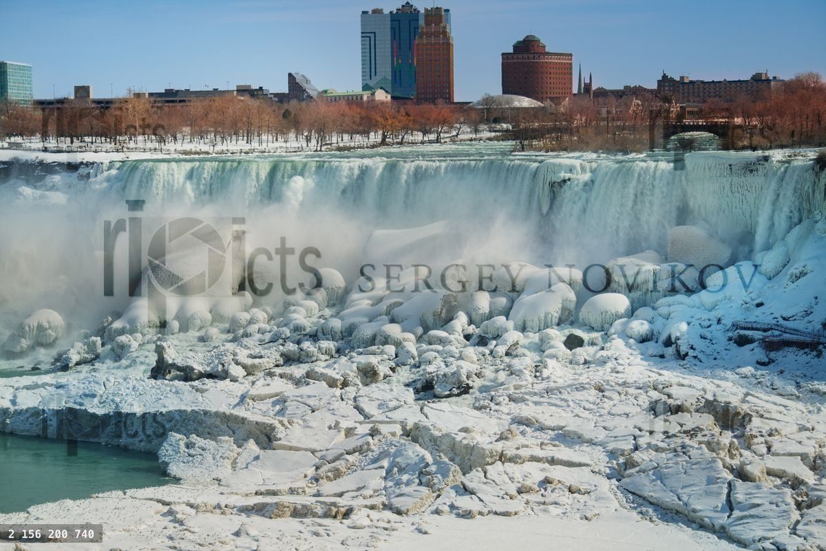 Frozen American Niagara Falls view from Canada
