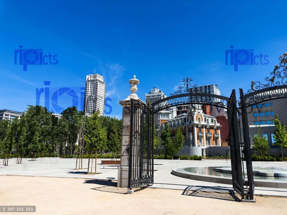 Gates at Madrid downtown or Plaza Espana park, Spain capital
