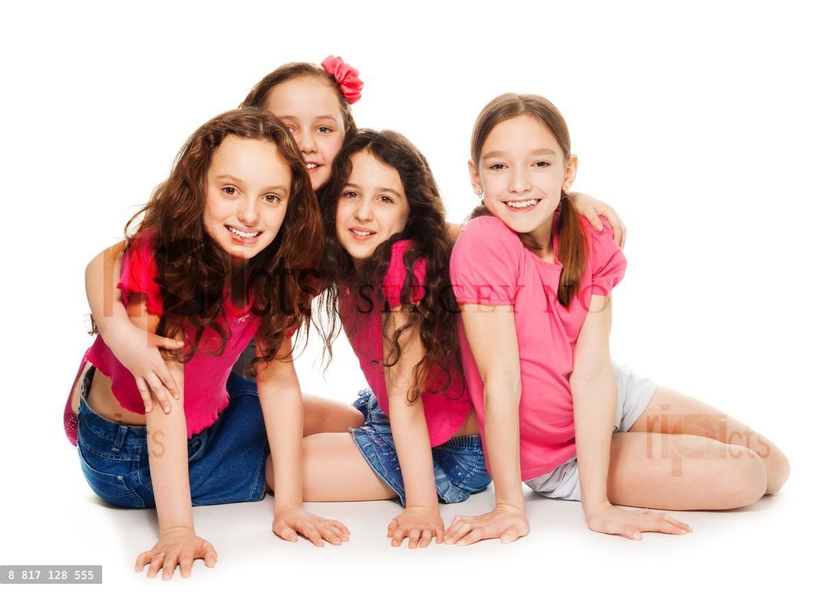 Four kids girls in pink