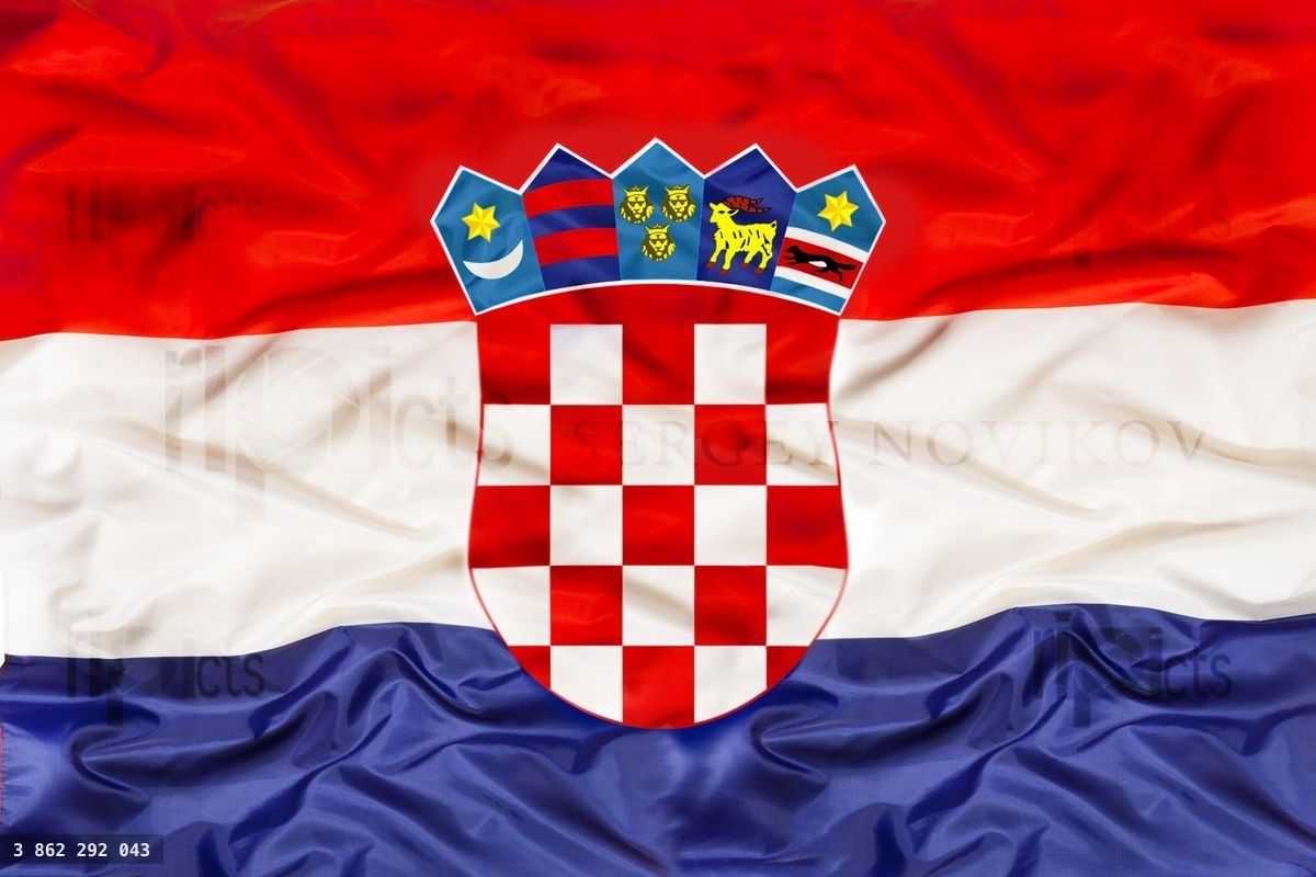 Croatia national flag with waving fabric