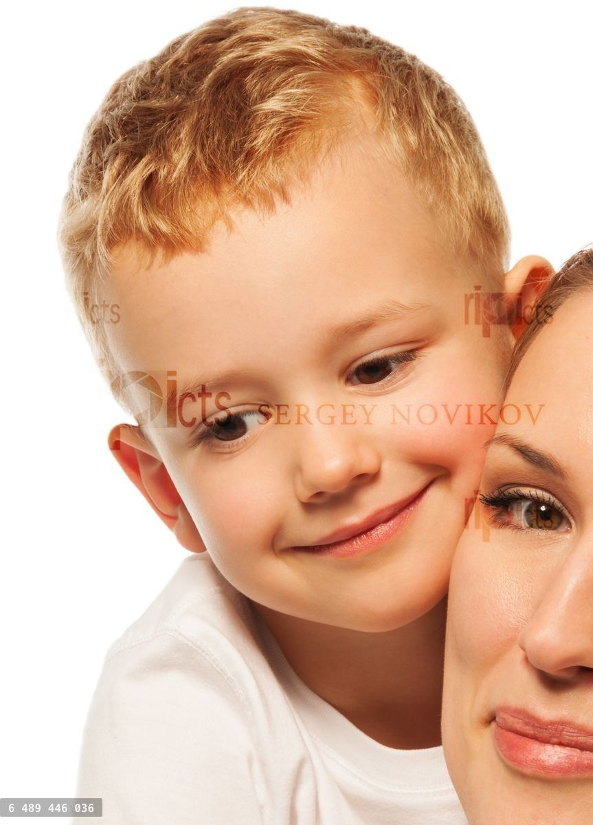 Close up of small boy with mother