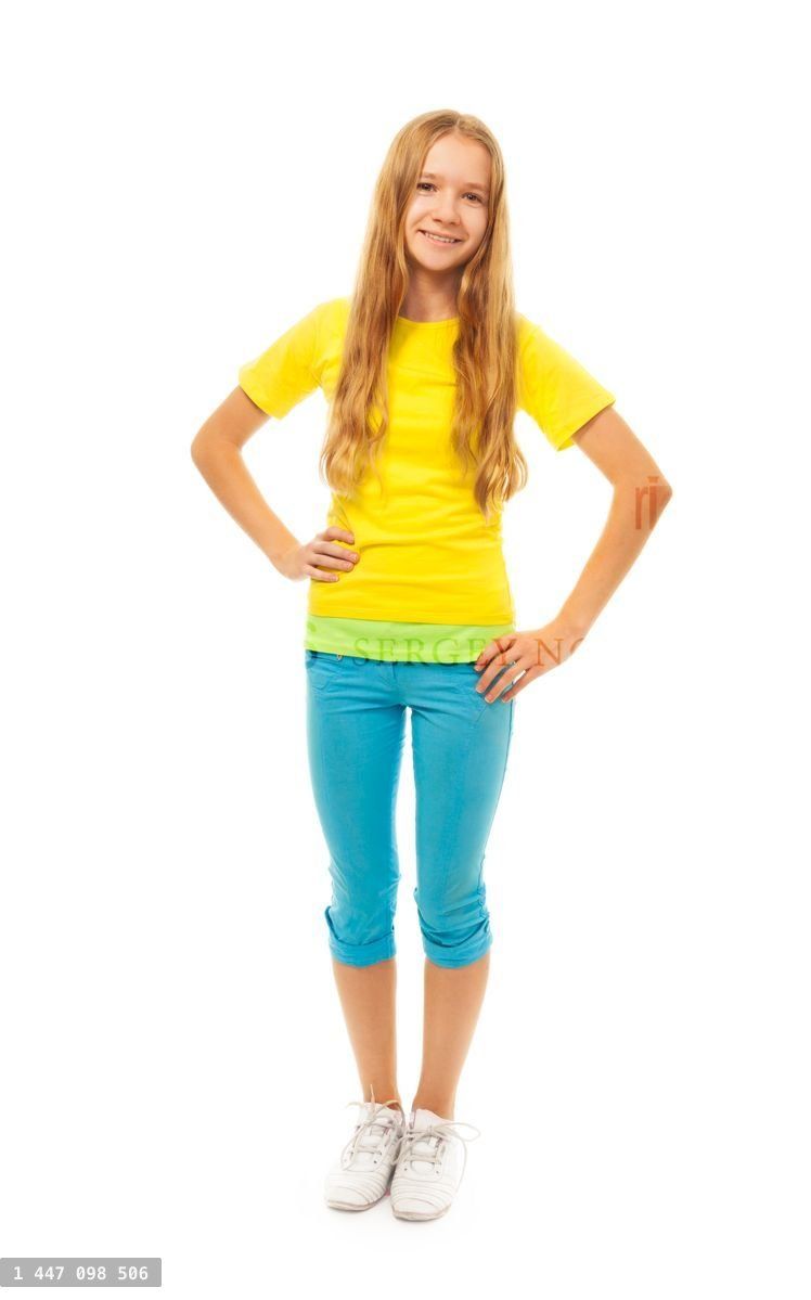 Full height portrait of cute girl