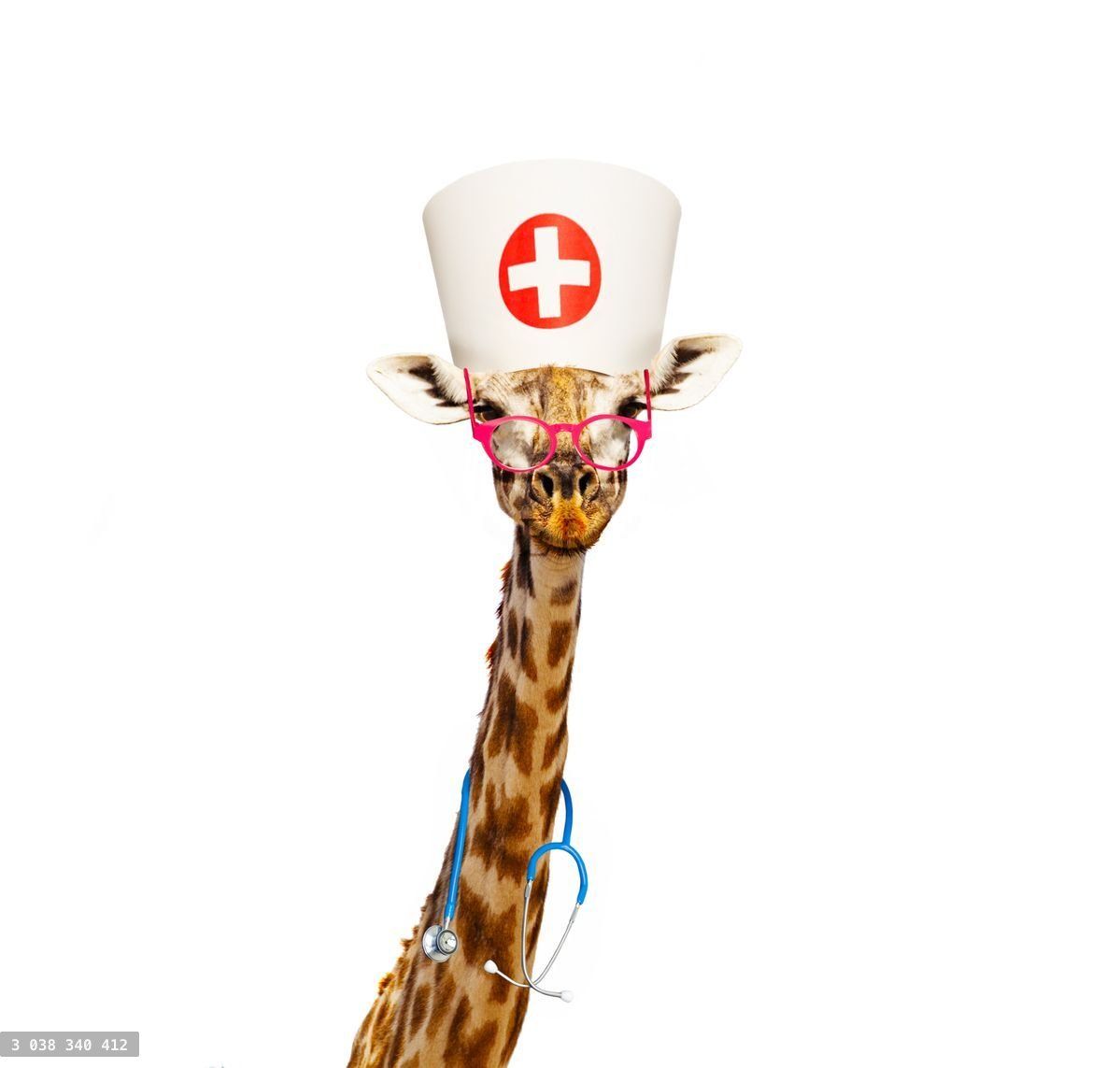 Giraffe kids doctor with stethoscope and glasses