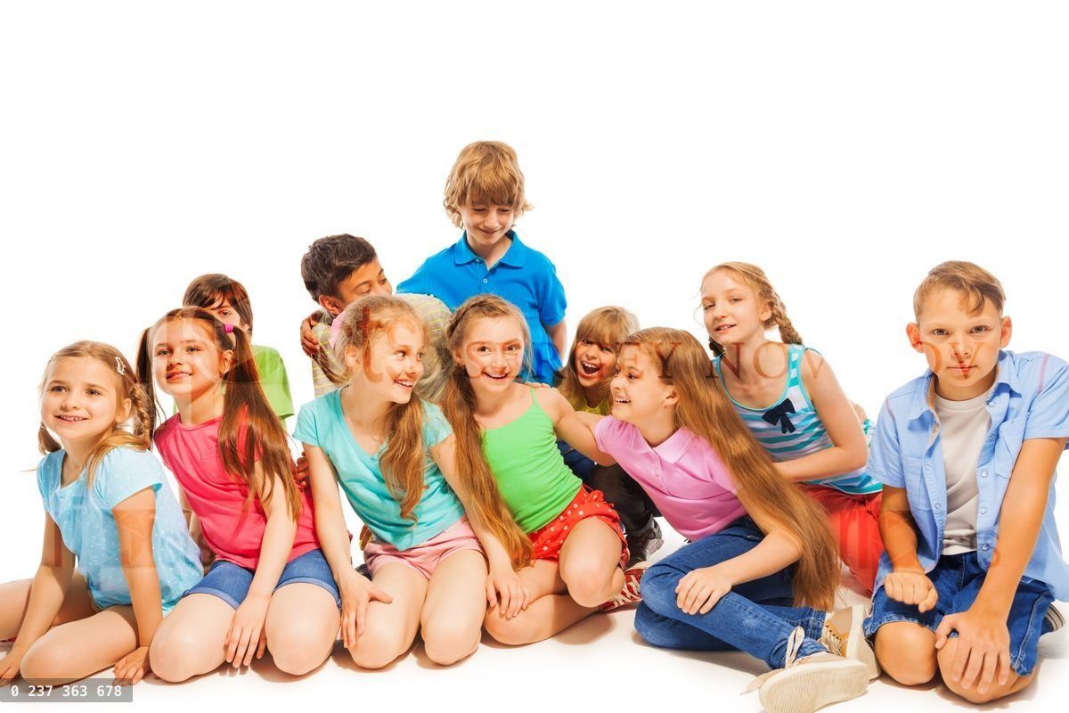 Large group of kids having fun