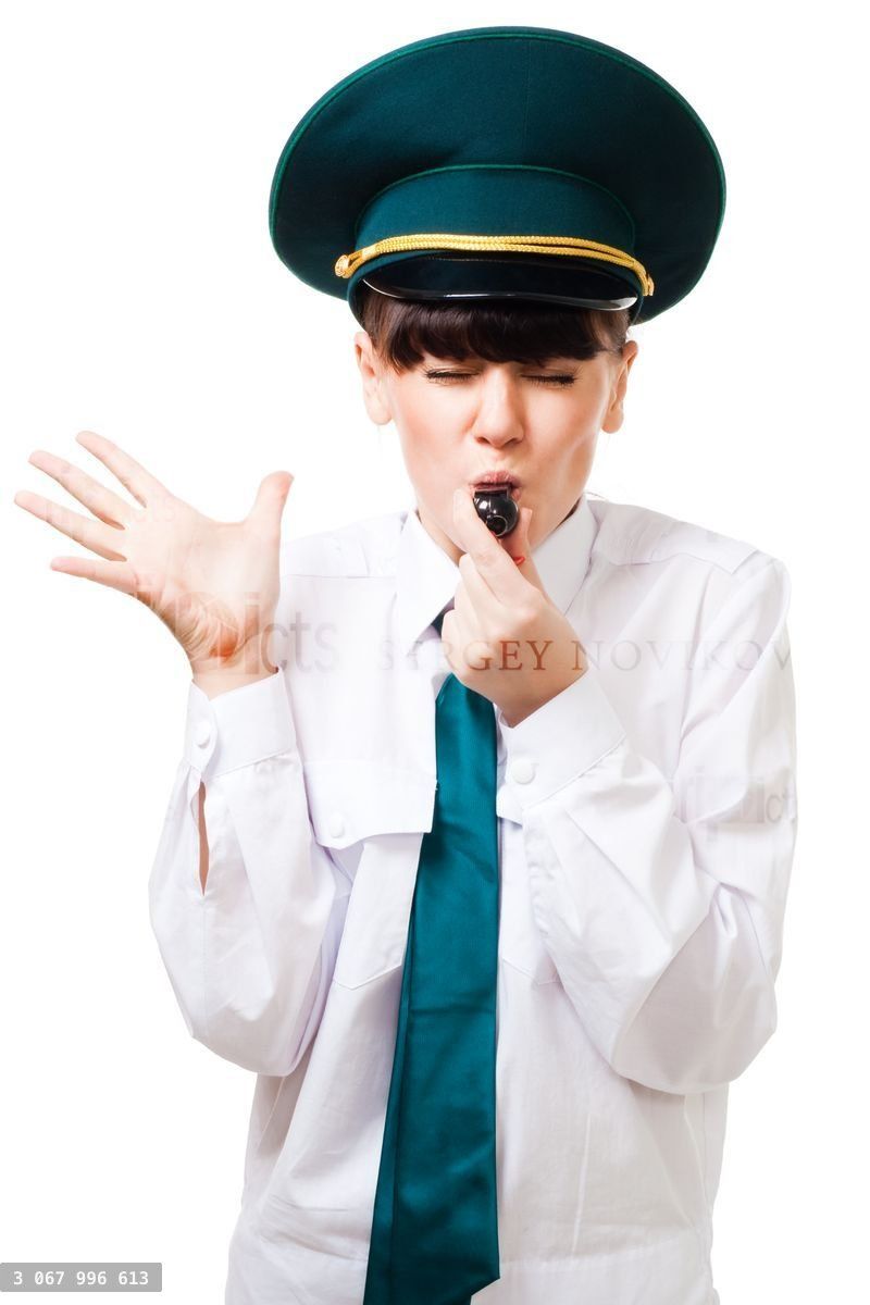 woman blow whistle